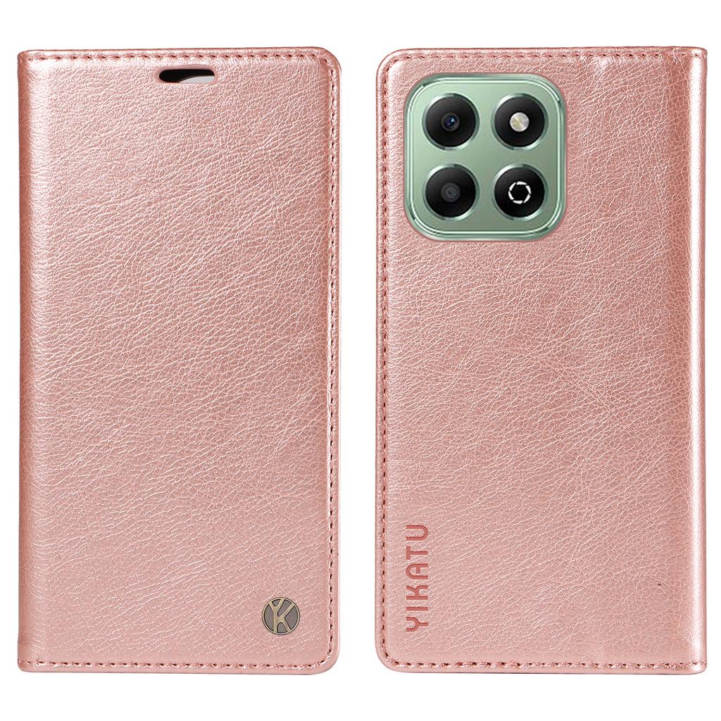 YIKATU YK-006 For Honor X6b 4G Case Wallet Litchi Grain Leather Phone Cover Magnetic Auto-Absorbed