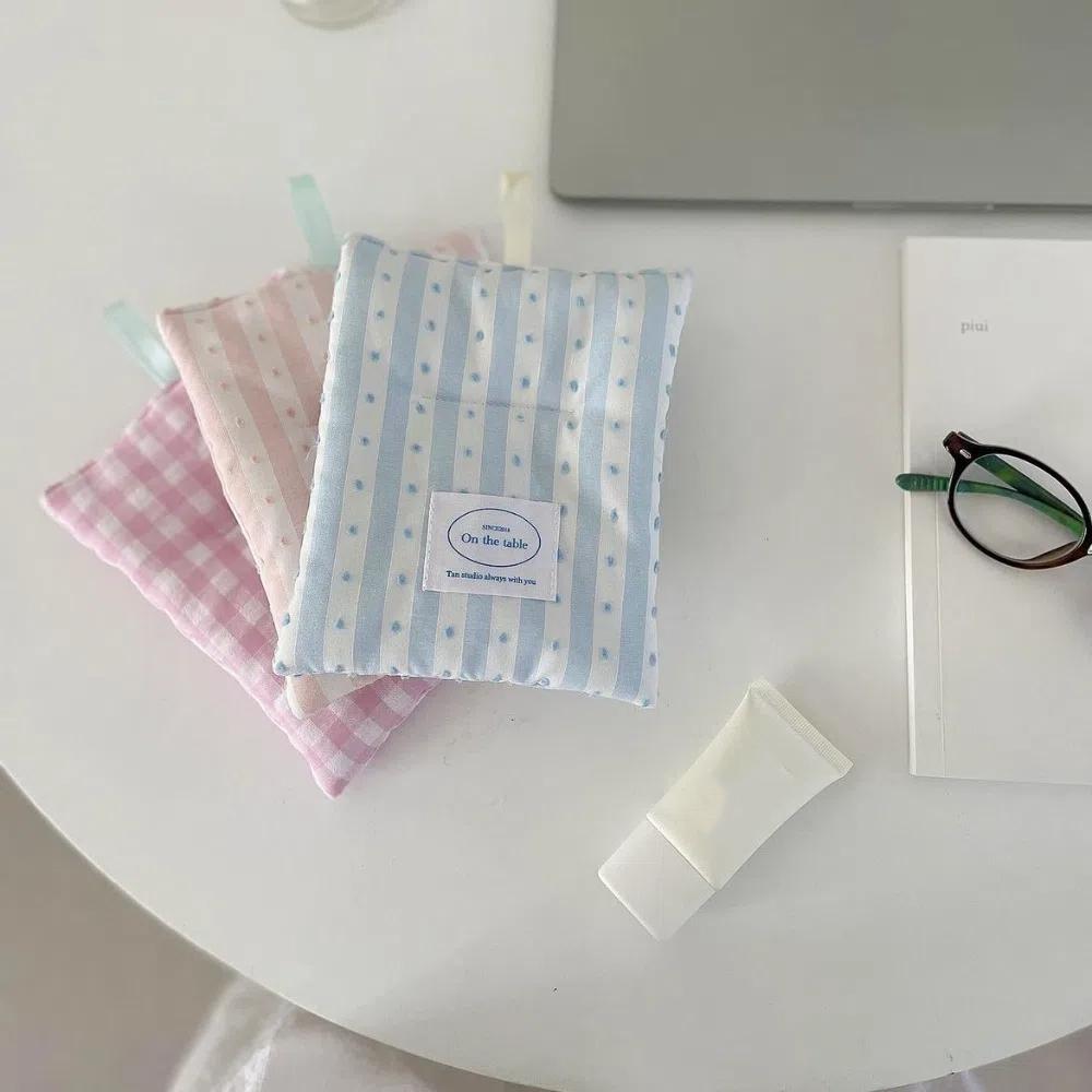 Ins Style Grid Pattern Coaster Portable Cotton Cloth Insulation Pad Drink Coasters  Home Decoration