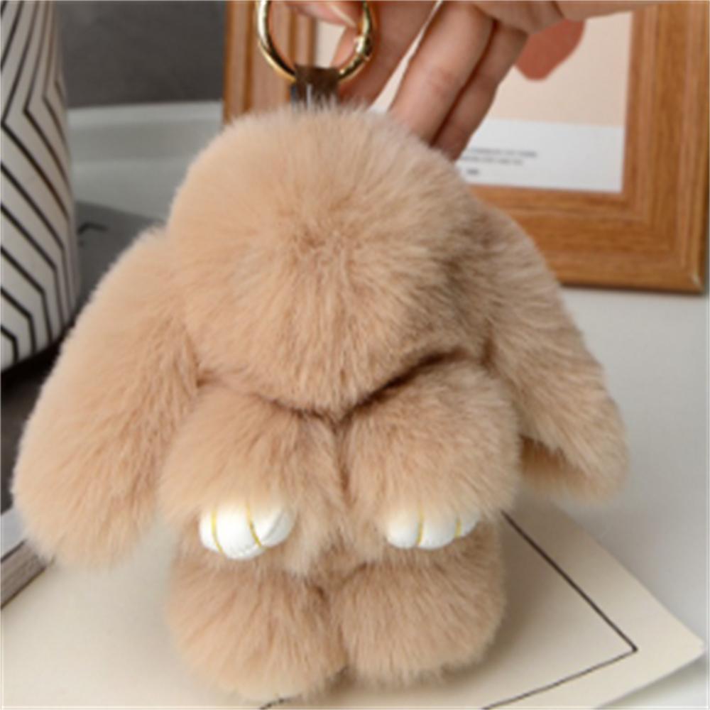 15cm Rabbit Fur Keychain Women Bag Car Key Chain Pendant Decoration Jewelry Bags Hangings Accessories Gifts