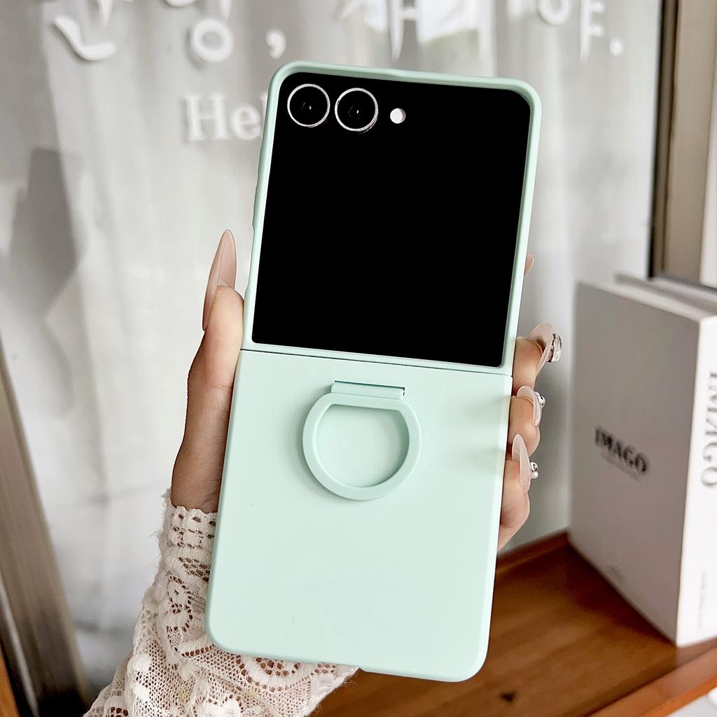 Luxury Candy Color Ring Silicone Finger Buckle Hard Shell Case For Samsung Z Flip 7 FE 6 5  Gradient Matte Shockproof Skin Cover
