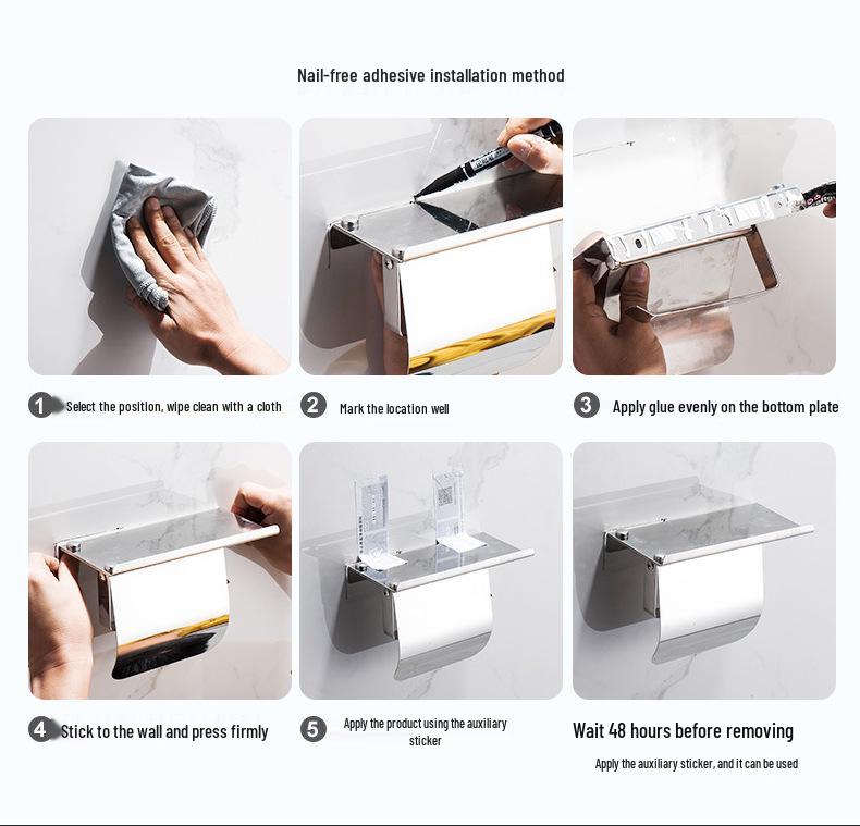 SUS304 Black Double Roll Wall-Mounted Paper & Phone Holder