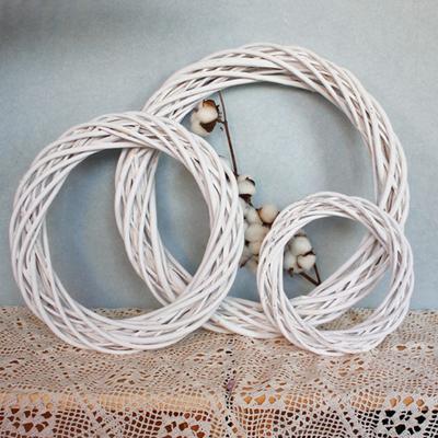10/30CM White Wicker Wreath Decor Rattan Ring Artificial Flowers Garland Dried Flower Frame Craft Accessories DIY Garland CDN