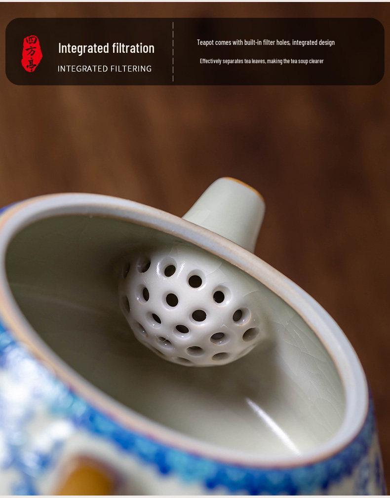 Jun Ware Blue and White Teapot: Chinese High-End Large Size for Brewing Tea Kung Fu Style 2026