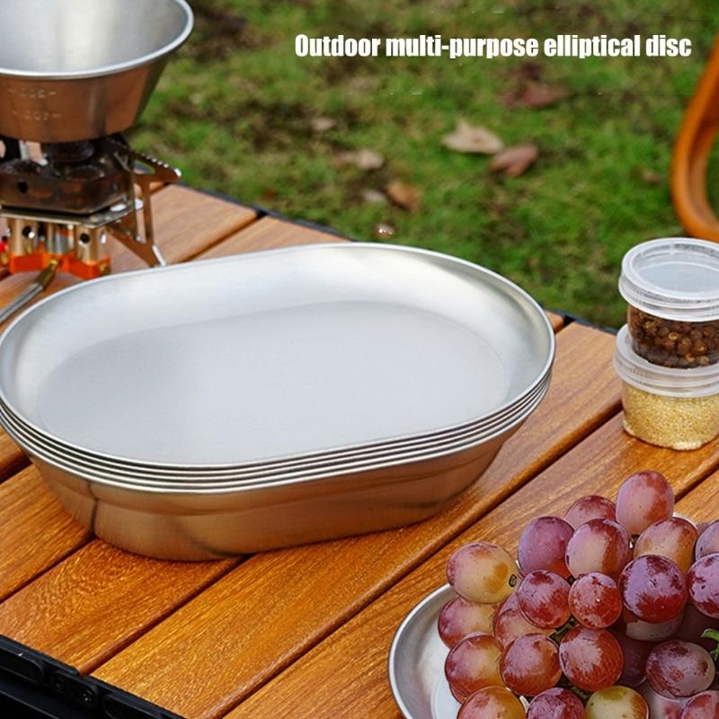 Rusts Resistant Stainless Steel Dinner Plates/ Soup Basin Dinnerwares for Camping Barbecues and Family Gatherings