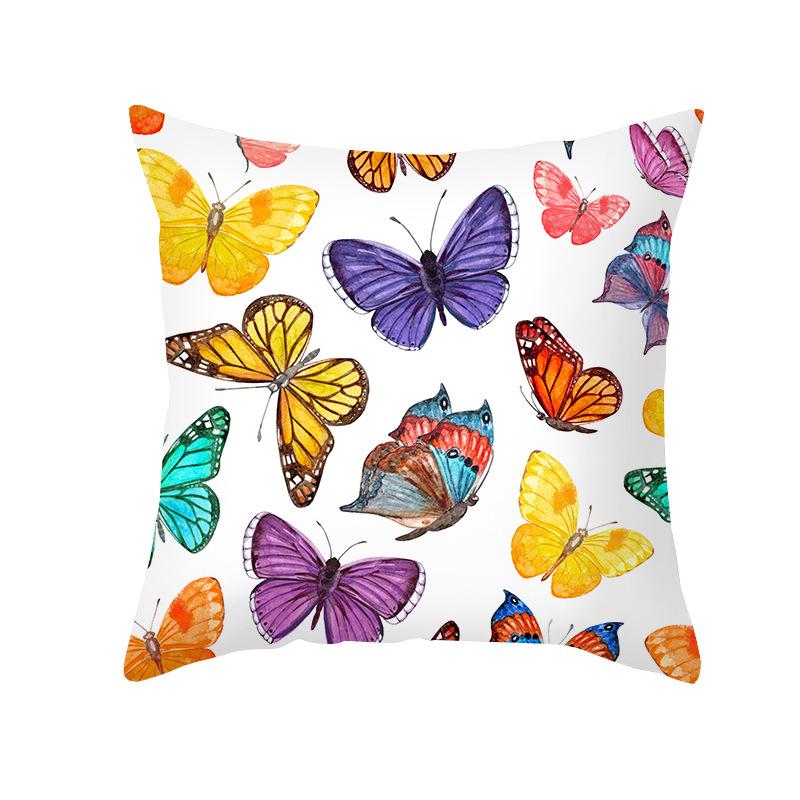 Colorful Butterfly Series Sofa Pillow Cover Nordic Peach Skin Print Office Cushion Pillow Cover Home