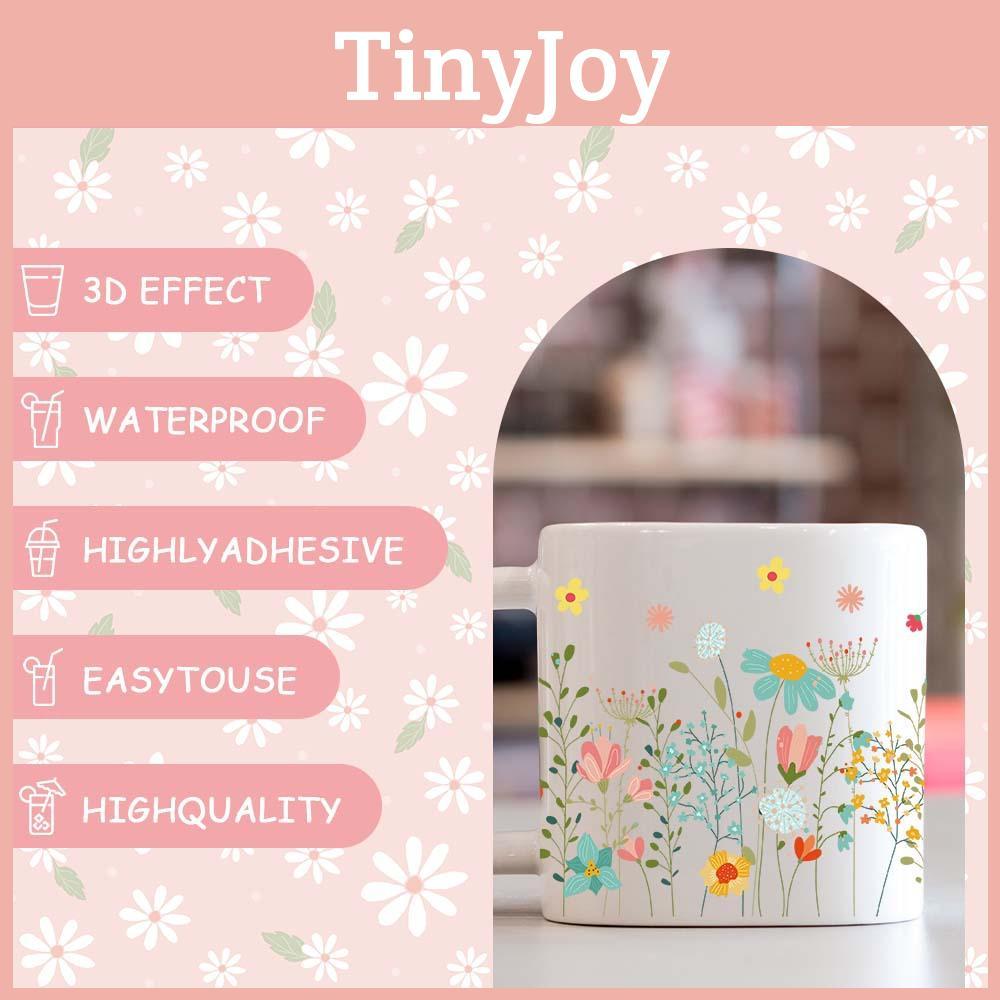 Floral Plant Glass Cup Stickers Water Crystal Transfer Decoration For Home Party