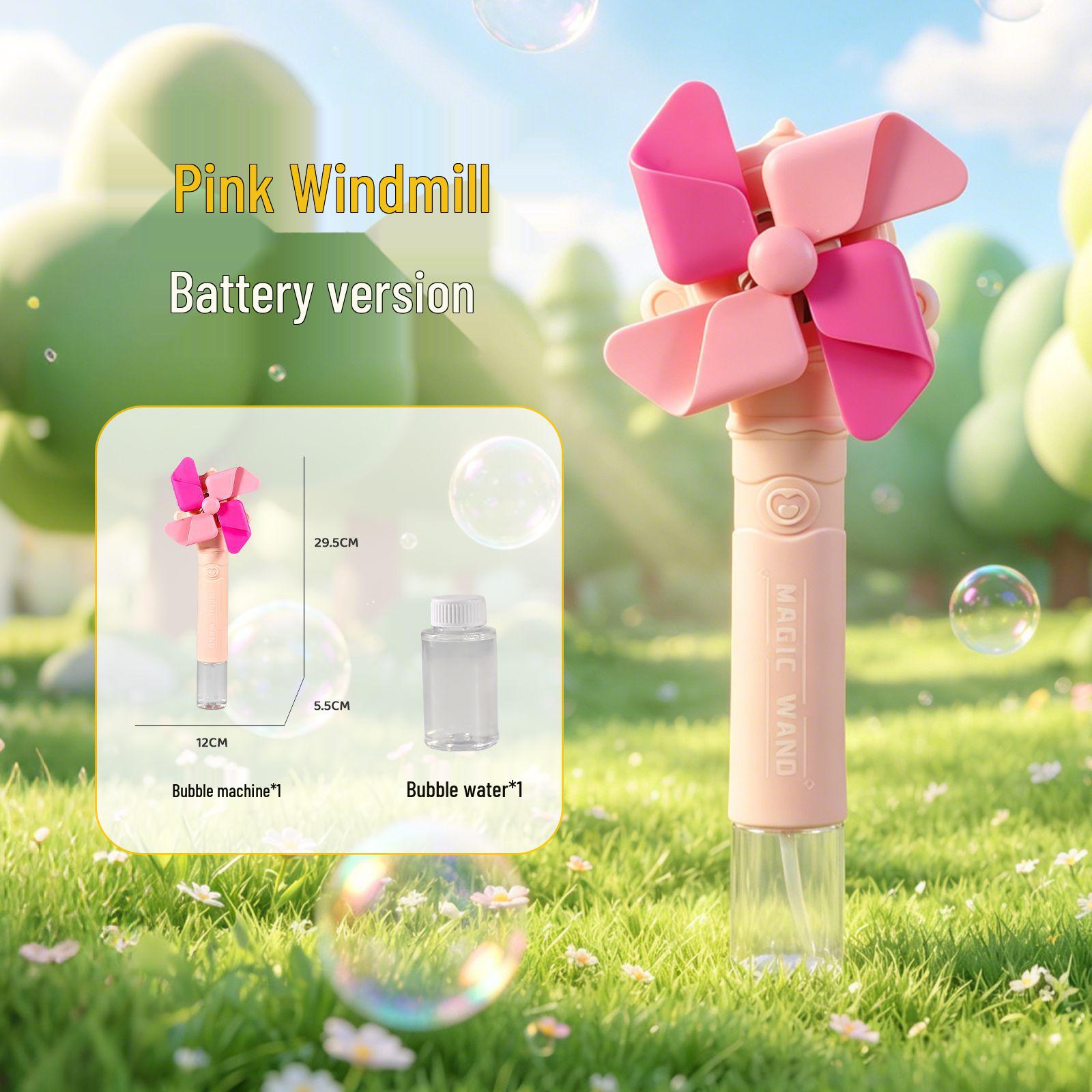 Rainbow Flower Windmill Bubble Machine: Rechargeable Automatic Rotating Bubble Wand Toy for Kids