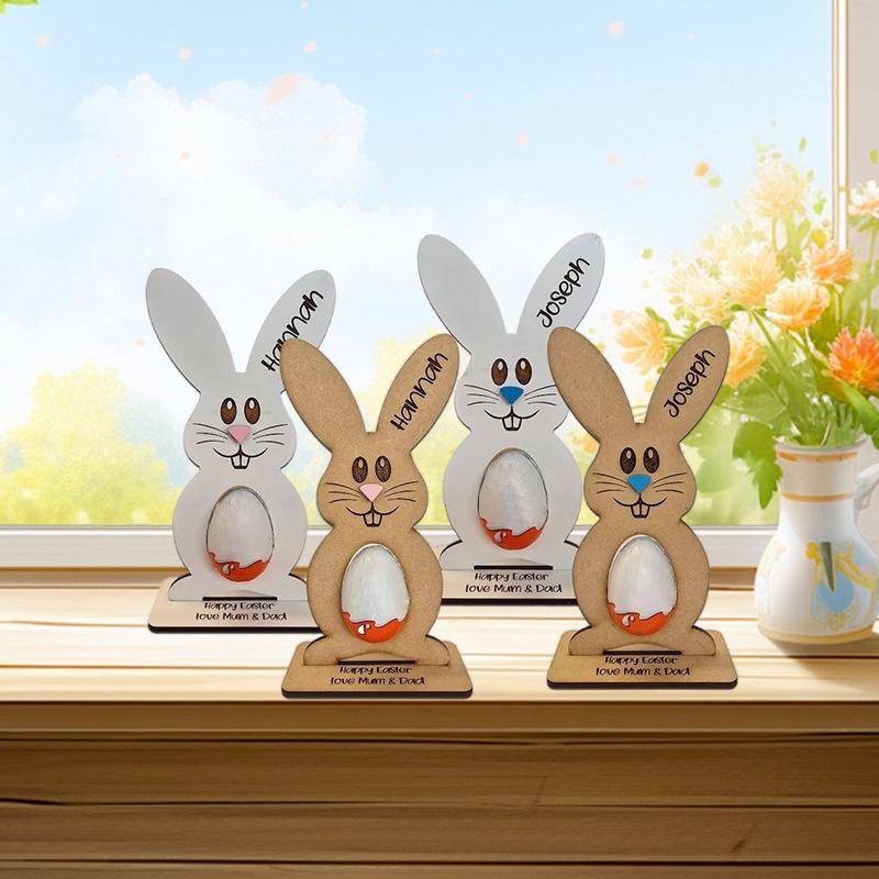 Wooden Egg Stand Bunny Egg Rack Wooden Easter Bunny Egg Holder For Kinder Eggs Personalized Table For Kids For Chocolate