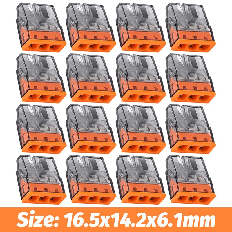 

100/10pcs Quick Wire Connectors Direct Plug Type Electrical Stainless Steel Spring Push-In Terminals Blocks for Cable Connection 10PCS помаранчевий