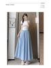 Yamamoto Women's High Waist A-Line Midi Culottes - Summer 2025 Ice Silk Casual Wide Leg Pants