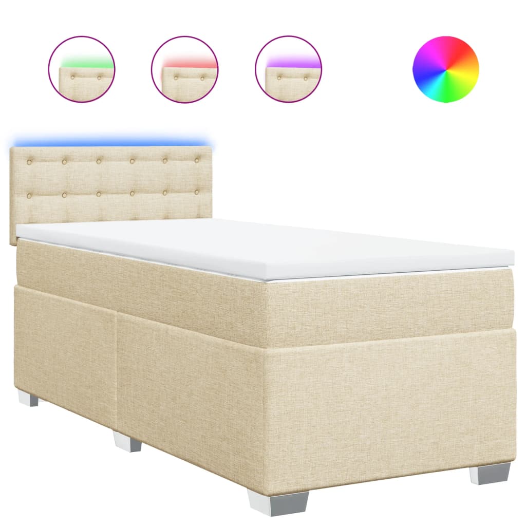 Vidaxl Continental Bed With Mattress, Cream, Fabric, 80X200 Cm
