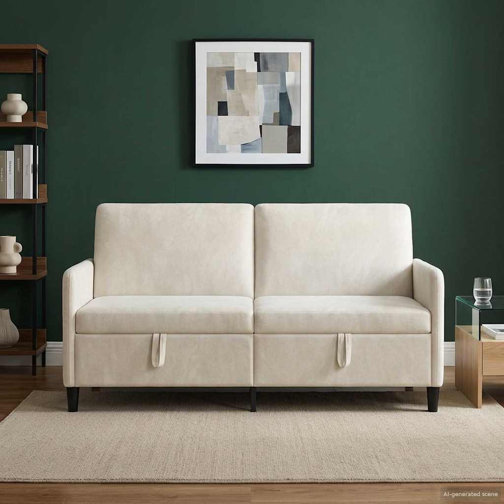 Cream Storage Sofa 172 X 78 X 87 Cm Polyester