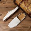 Fashion2024 Fashion Half Drag Loafers Men Casual Leather Driving Shoes Classic Mesh Summer Slippers Breathable Light Leisure Walk Flats