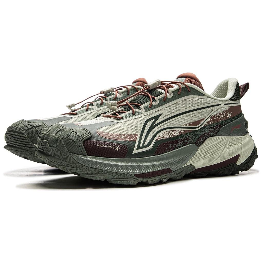 New LiNing Elegance 2.0 Support Abrasion Resistant Slip Resistant Low Top Outdoor Hiking Shoes Unisex Gray Green AHTU005-1