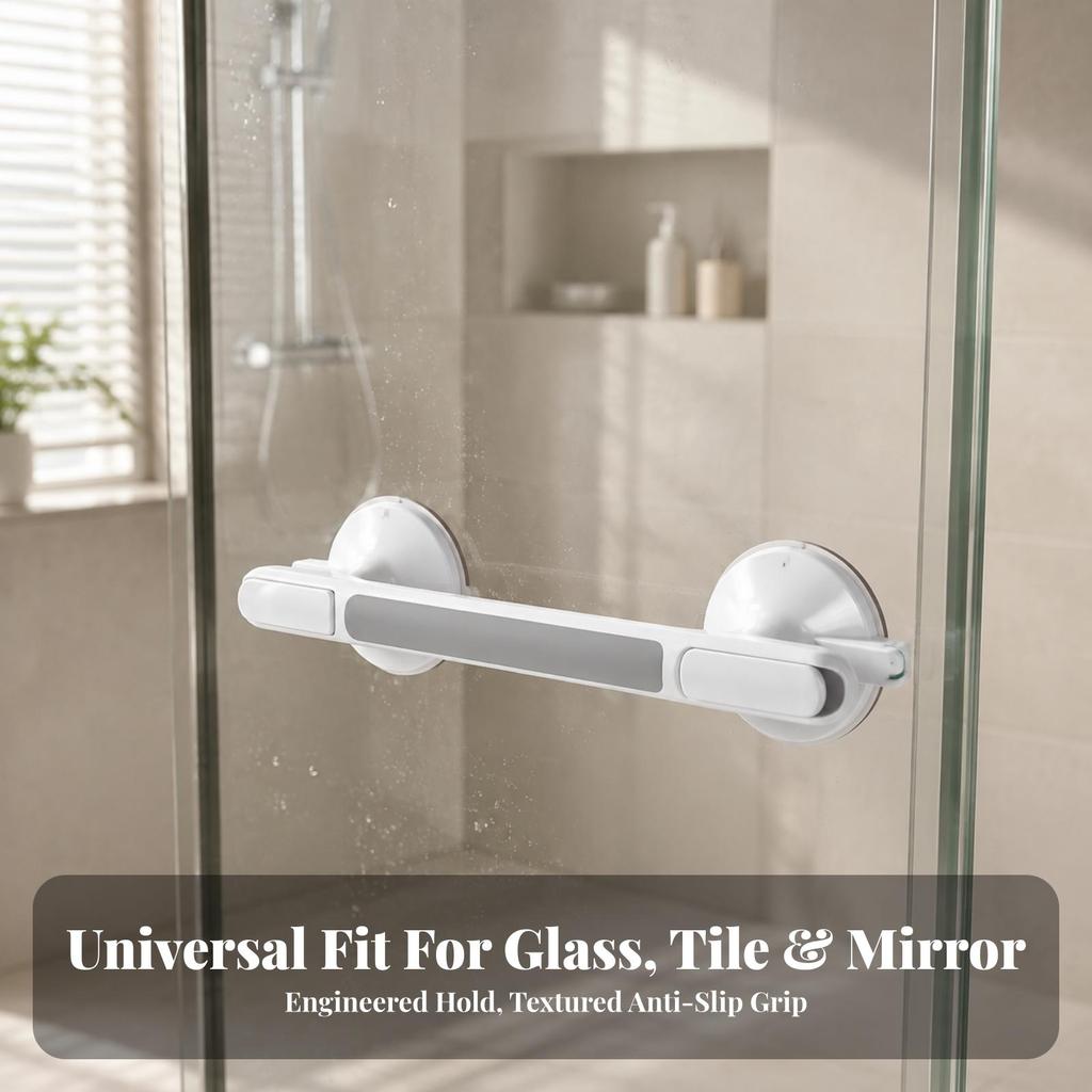 2 Pieces Suction Grab Bar Removable with Cup for Elderly