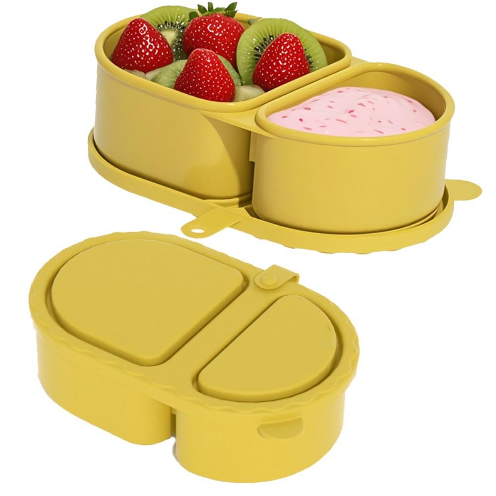 

Silicone Snack Containers Reusable with Lid Sauce Seasoning Containers Double Compartment Solid Color Food Snack Boxs жовтий