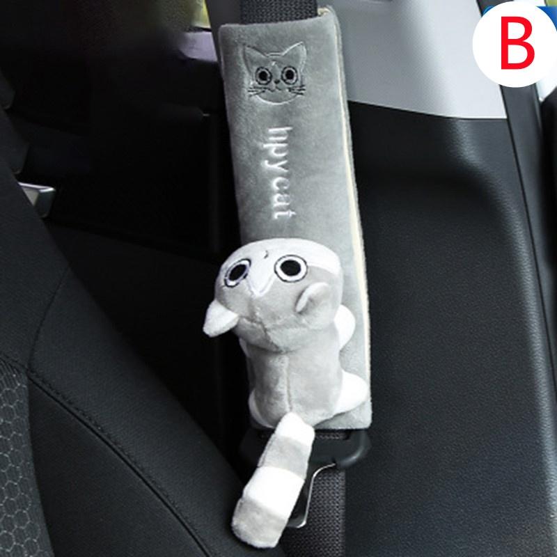 Comfortable Soft Car Seat Cover Cute Animal Pink Cat Auto Seat Belts Covers Plush Shoulder Car Accessories