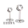 DRELD Stainless Steel Centre Bracket Wardrobe Rail Support Hanging Rail Rod Pole Socket End Support Bracket Holder 19mm 25mm Dia