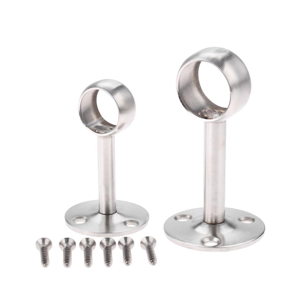 DRELD Stainless Steel Centre Bracket Wardrobe Rail Support Hanging Rail Rod Pole Socket End Support Bracket Holder 19mm 25mm Dia