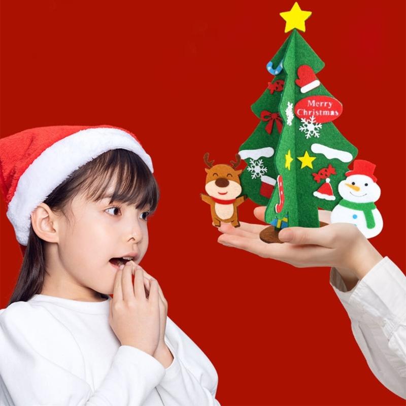 3D Fabric Christmas Tree Desktop Decors Handcrafted Holiday Centerpieces Ornaments Set For Home Office Festives Display