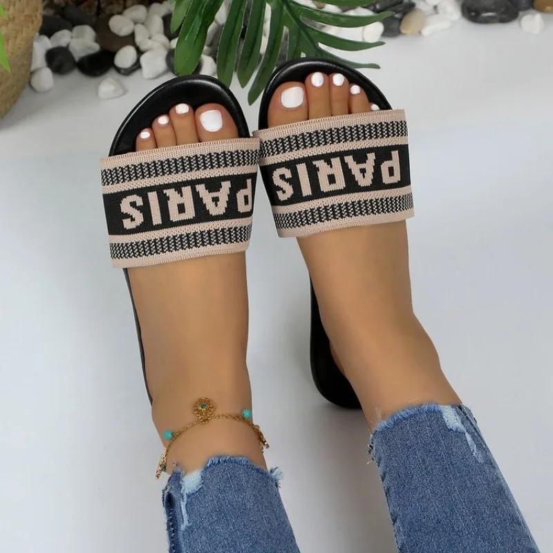 

Летние новые женские тапочки на плоской подошве, женские мягкие подошвы, модные повседневные тапочки, женская обувь De Mujer 36-44 38 хаки