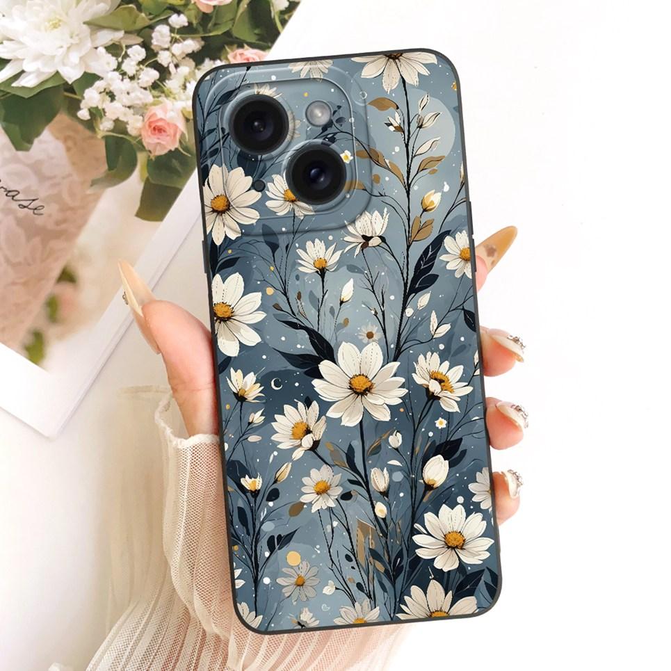 Daisy Bow Pattern Butterfly Flower Cherry Back Cover For iPhone 14 Pro Max Phone Case Soft Silicone Casing On iPhone14 14Plus