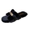 666-8 Korean version of small gold buckle outer wear Mao Mao shoes women's autumn and winter 2025 new thickened plush Mao slippers cotton shoes