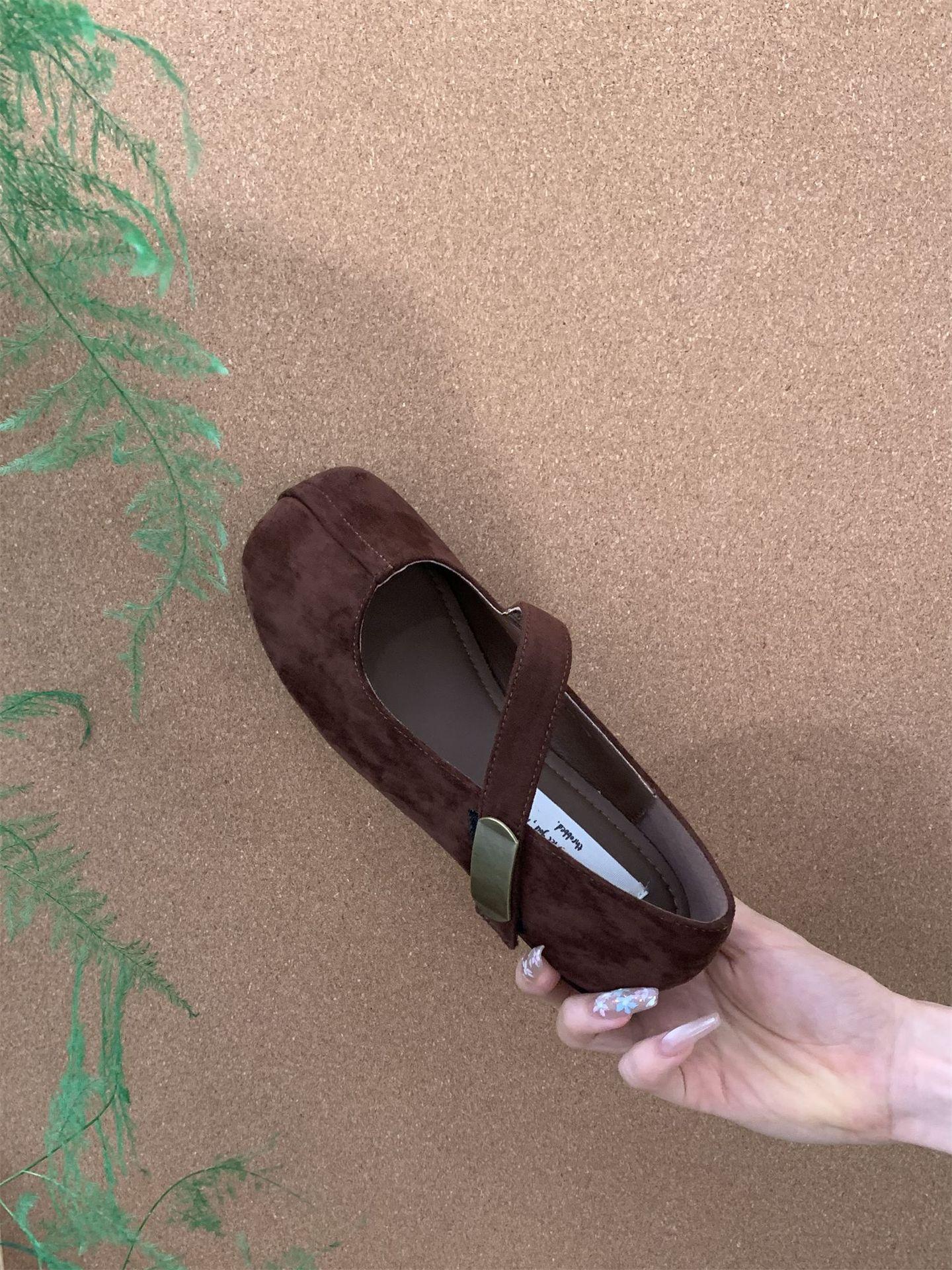 

French retro cross-strapped Mary Jane shoes leopard print light mouth not tired feet single shoes fairy soft-soled ballet flats 39 коричневый