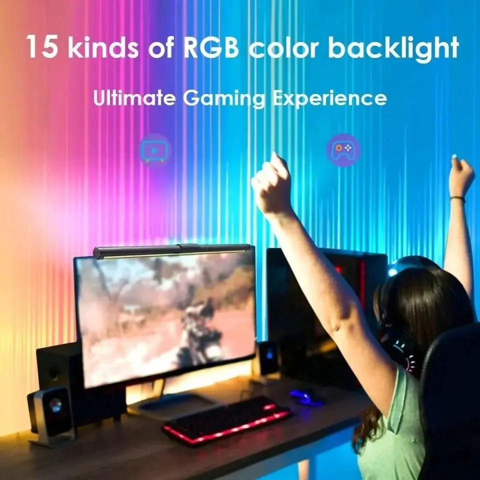 RGB Stepless Dimming Eye Protection LED Monitor Light Bar Screen Hanging Light for Computers Laptops Work Study Games