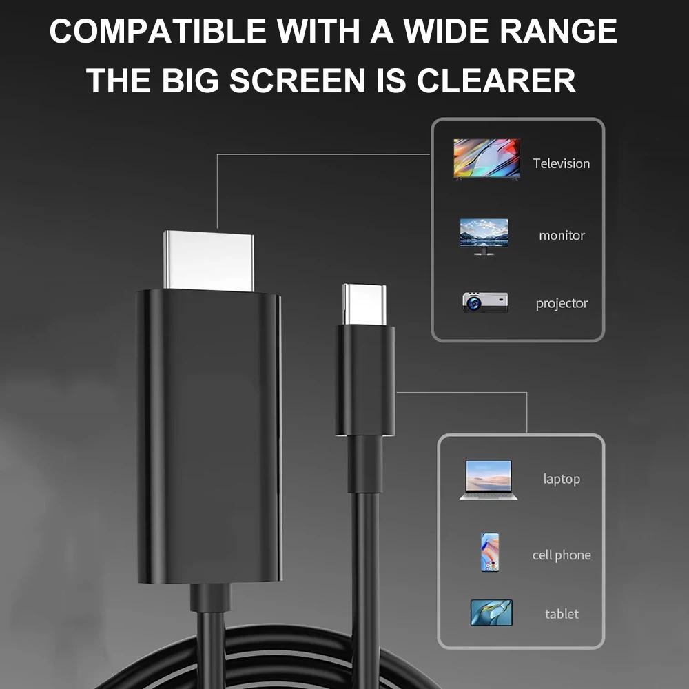 USB C Type C To HDMI Cable Adapter 4K 60Hz High Speed Ethernet HDMI-compatible Cable for Projector HDTV Tablet Smart TV Stick