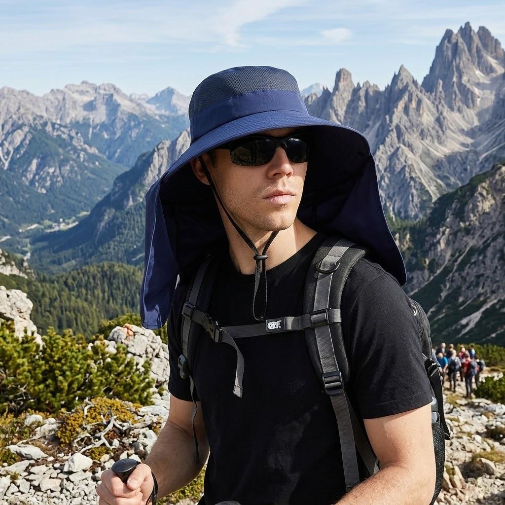 Summer Sunshade Fishing Cycling Cap Oversized Brim UV Protection Face Covering Dual-purpose Fisherman Hat Outdoor