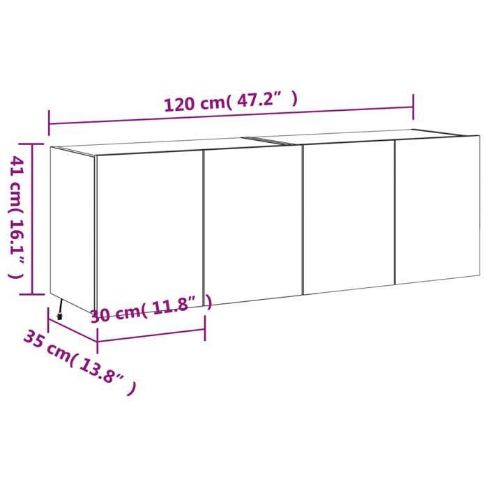 VidaXL Meubles TV Muraux et Lumières LED 2pcs, Armoires de Télévision Suspendues avec Rangement, Meubles Télé Flottants 837313