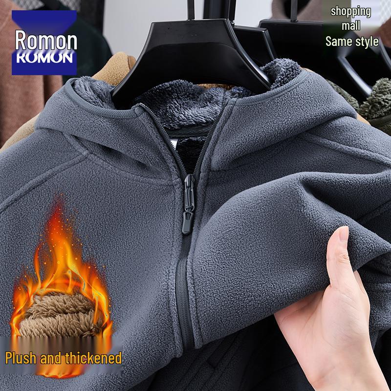 

Luomon Men s Hooded Winter Fleece Jacket - Thick Cotton Outerwear L (140–160 jin) синій/сірий колір
