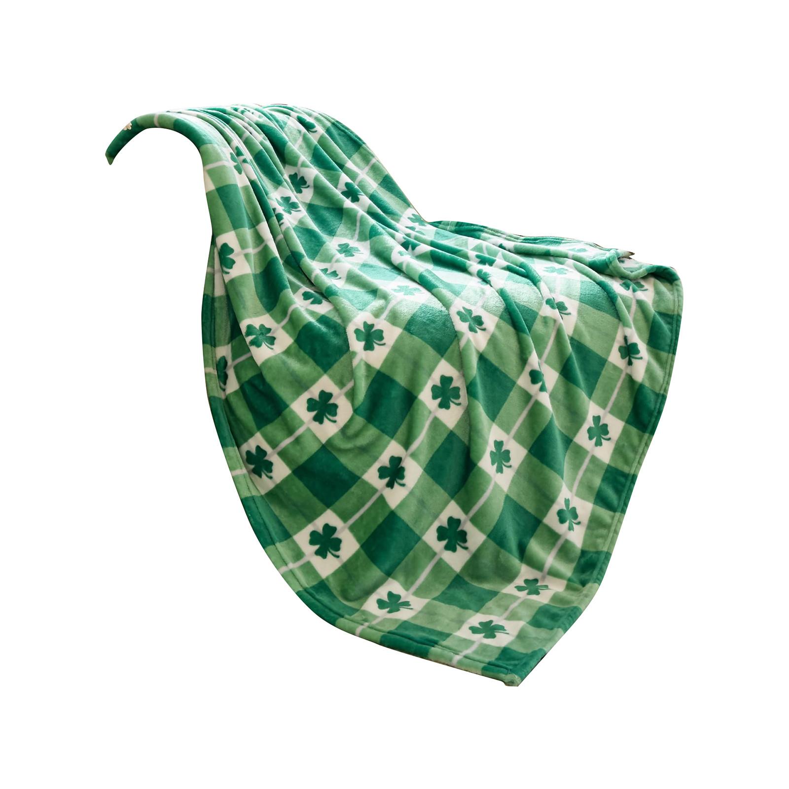 

Плед/одеяло из флиса Comfort Velvet Ultra Plush ко Дню Святого Патрика, весенне-зеленый, ирландский, с принтом, 70*100 см, в клетку One Size