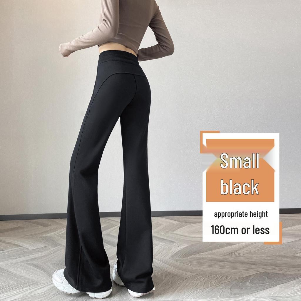 Women's 2026 Gray Petite High-Waisted Micro-Flare Yoga Sweatpants with Plus Velvet