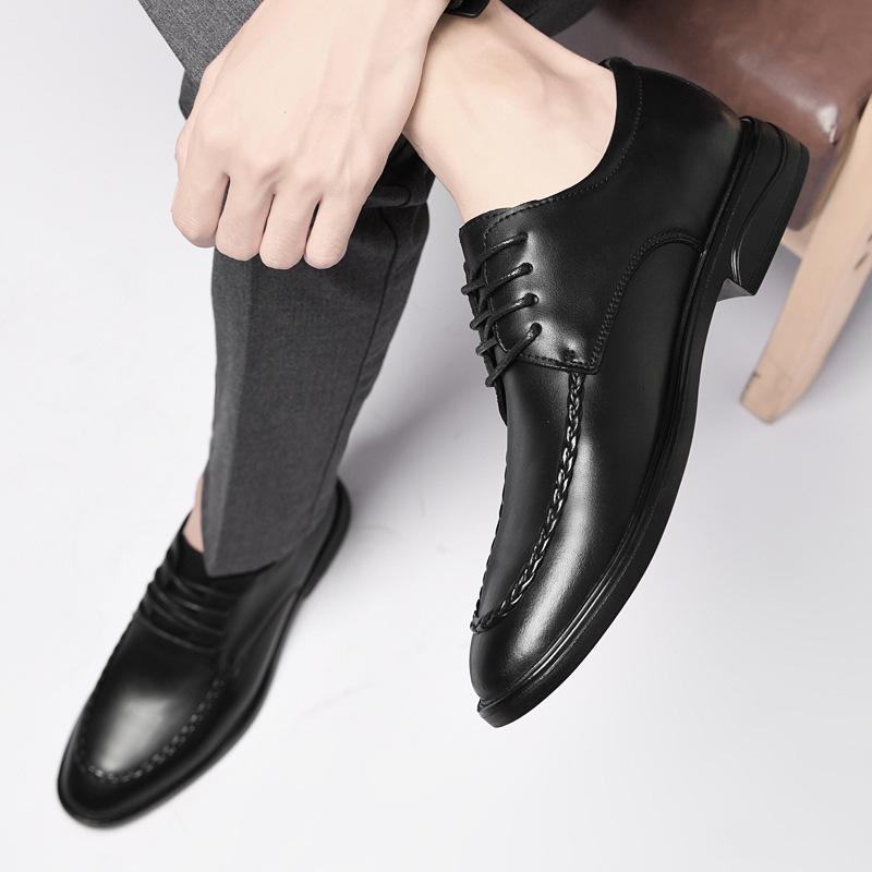Summer new entertainment business dress leather shoes outdoor breathable lace-up hollow leather shoes 38