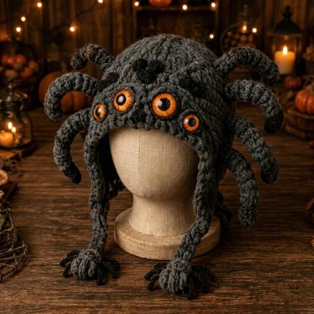 Warm Halloween Crochet Hood Kit for Adults Handmade Halloween Animal Hat Halloween Party