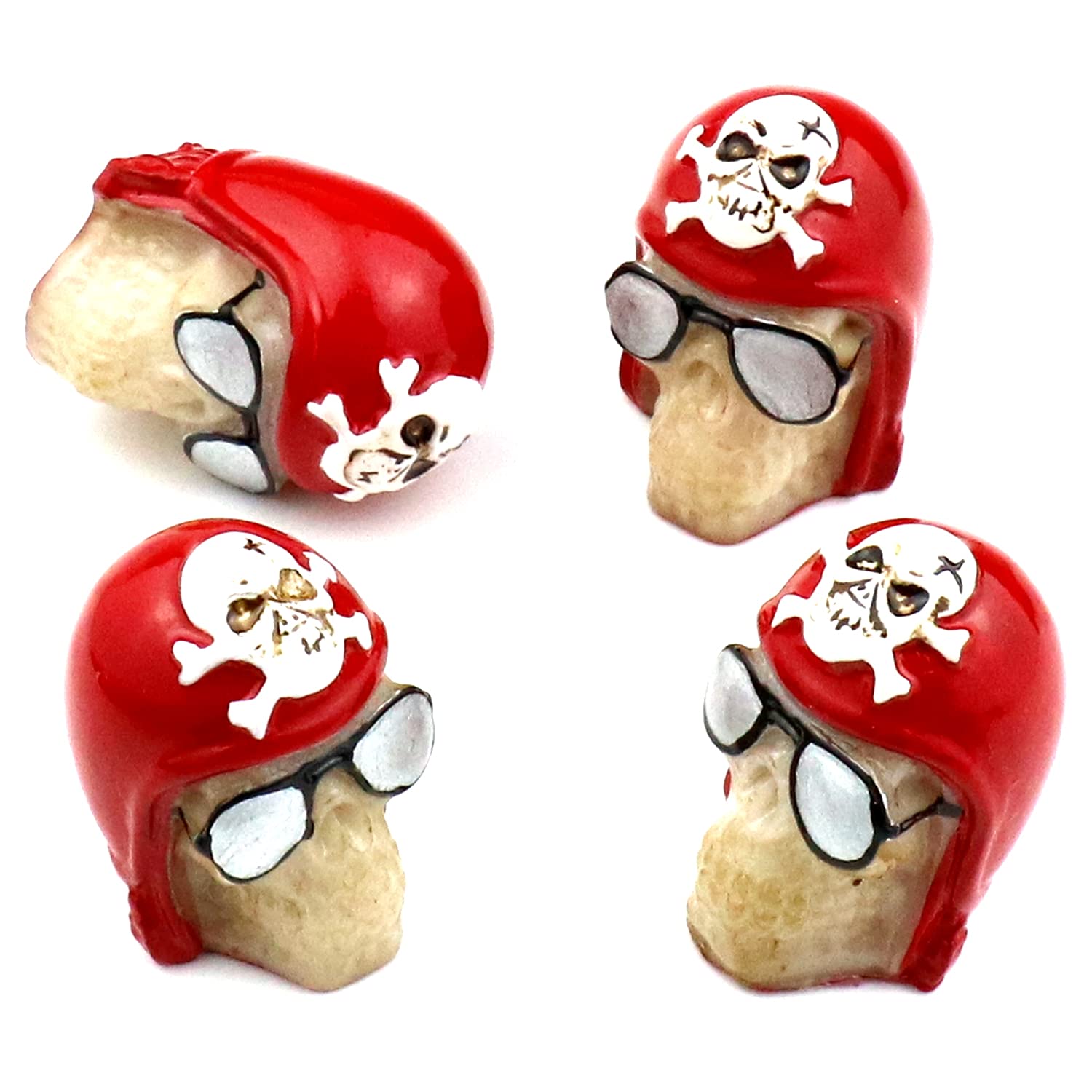 

Bashineng Car Tire Valve Stem Caps 4pcs Skull Head Valve Cap Cover Universal Fit червоний