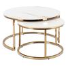 Ensemble de Tables Basses Milano 60 cm/80 cm Marbre Blanc/Doré Glamour