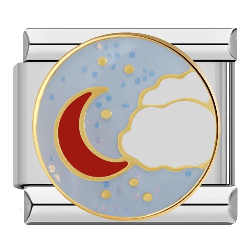 New 2024 Fashion Star Rainbow Landscape Charm Italian Links Fit 9mm Bracelet Stainless Steel Making DIY Jewelry DJ769