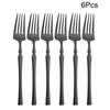 6Pcs Mirror Dinner Forks Cutlery Blakc Stainless Steel Fork Flatware Kitchen Silverware Western Dinnerware Restaurant Fork Set