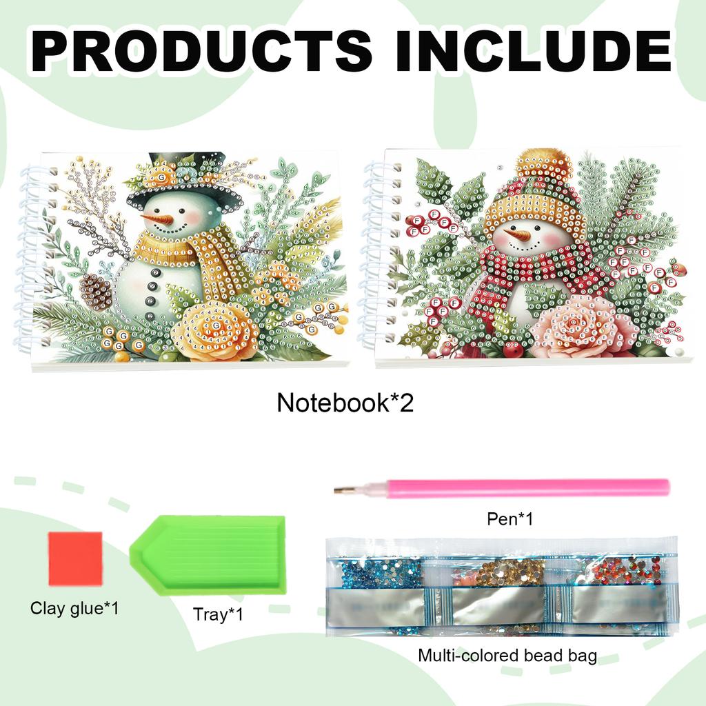 2 Pack Flower Animal DIY Diamond Painting Journals Notebooks Special Shaped Diamond Art Diary Book Christmas Gift for Adults