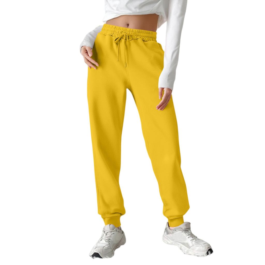 Women's Fashion Sport Solid Color Drawstring Pocket Casual Sweatpants Pants