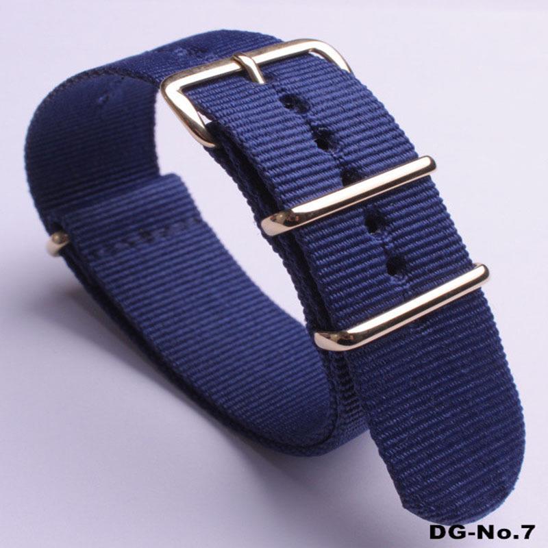 Красочный нейлоновый холщовый ремешок для часов с золотой пряжкой DG 18mm