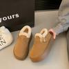 Fashion Lady Boots Winter Shoes For Women Flat Heel Plush Clogs Platform Round Toe Boots-Women 2025 Lolita Ankle Fur Leather Snow Boots