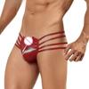 5 Colors S-3XL Sexy Men PU Thongs Gay Underwear Men Bandage Leather Backless Crotch Panties Lingerie Front Zipper U Bulge Shorts