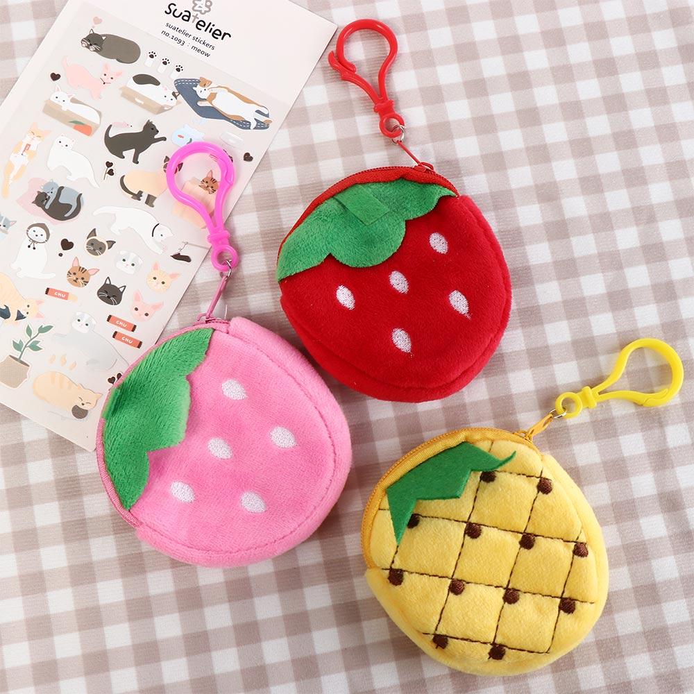 With Hook Fruit Coin Bag Watermelon Pluhs Coin Purse Plush Plush Wallet Pouch  For Kids