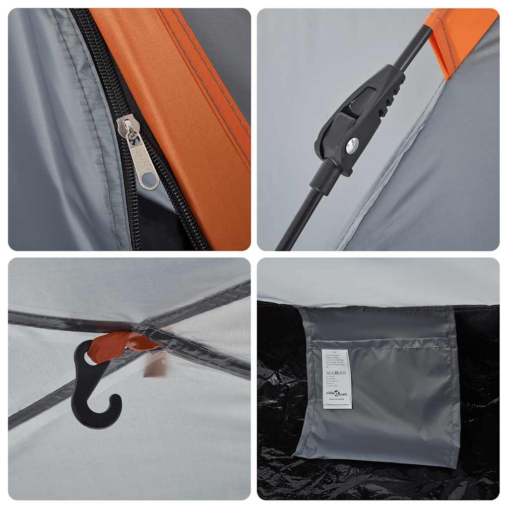 3 Person Camping Tent Grey and Orange Quick Release System