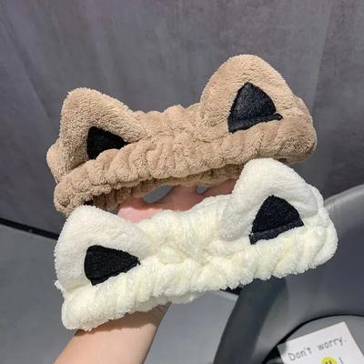 1 diadema para el pelo con orejas de gato, forro polar coral, diseño de dibujos animados, bonitos y creativos accesorios para el pelo.