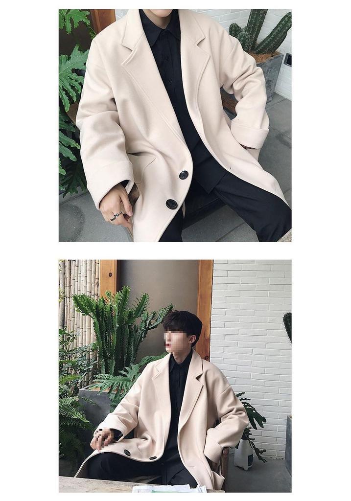 Herren Koreanischer Stil Dicke Woll-Trenchcoat - Trendy, Warm, Mittellang, Lockerer Schnitt